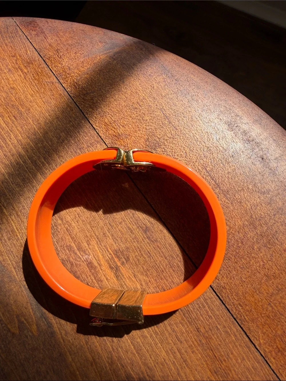 Tory Burch Kira Orange Resin Lucite Hinged Bracelet